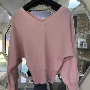 Anthropologie 100% Cashmere Blush Pink V-Neck Knit Sweater